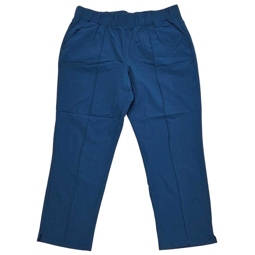 Tek Gear Women Teal Blue Elastic Waist Ankle Split‎ Pants Lounge Travel L